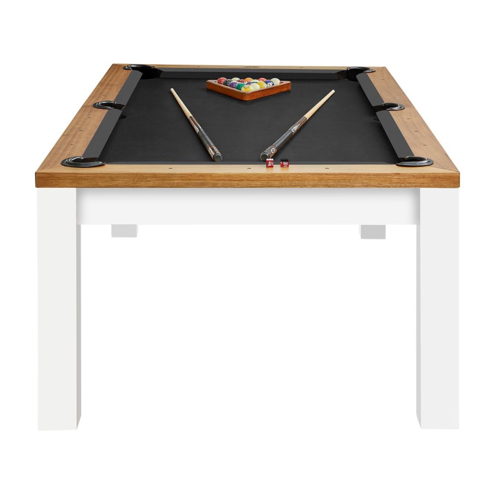Penelope II 8' Pool Table w/Dining Top (Acacia & White)