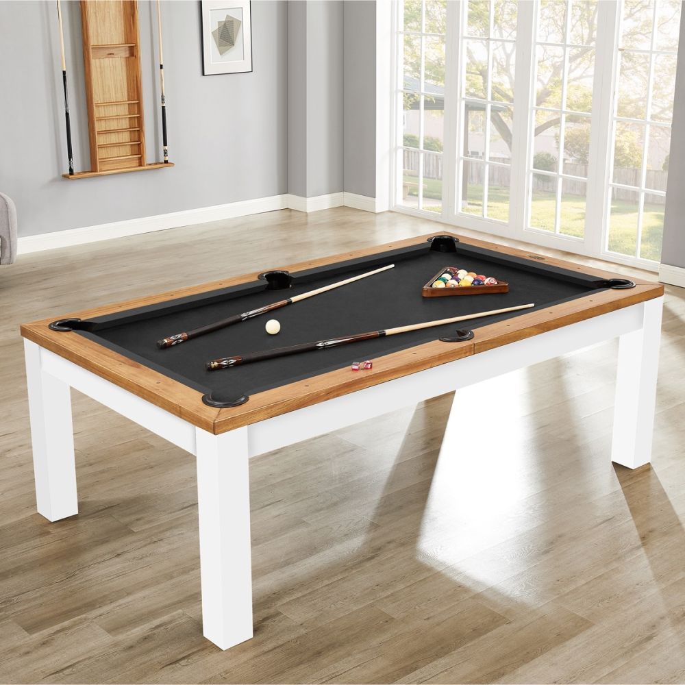 7' & 8' Penelope II Pool Table w/Dining Top (Acacia & White)