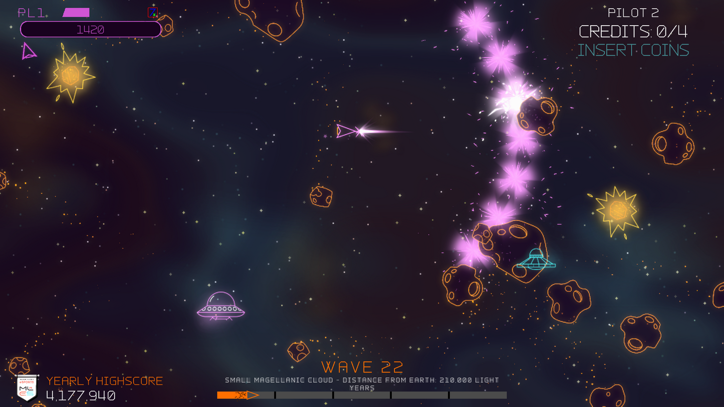 Asteroids Recharged (Premium) Arcade Game - 2 Player