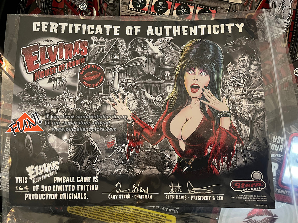 Elvira's House of Horrors (Blood Red Kiss Limited Edition #164) Pinball Machine w/Topper