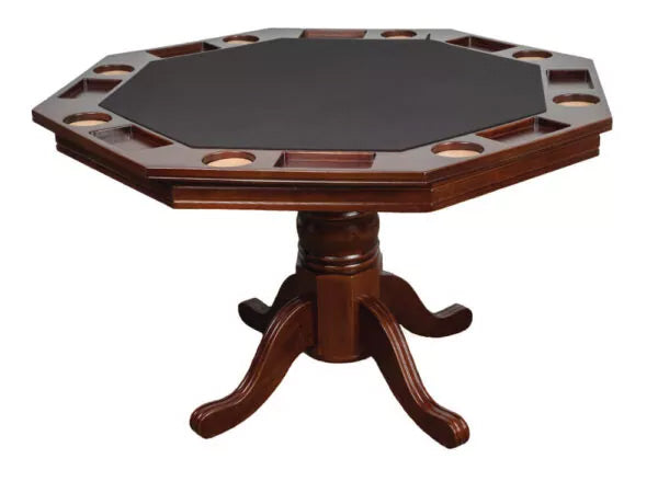 Octagonal Poker Table Set with 4 Chairs (Espresso)