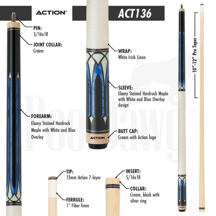 Action ACT136 Pool Cue (19 oz)