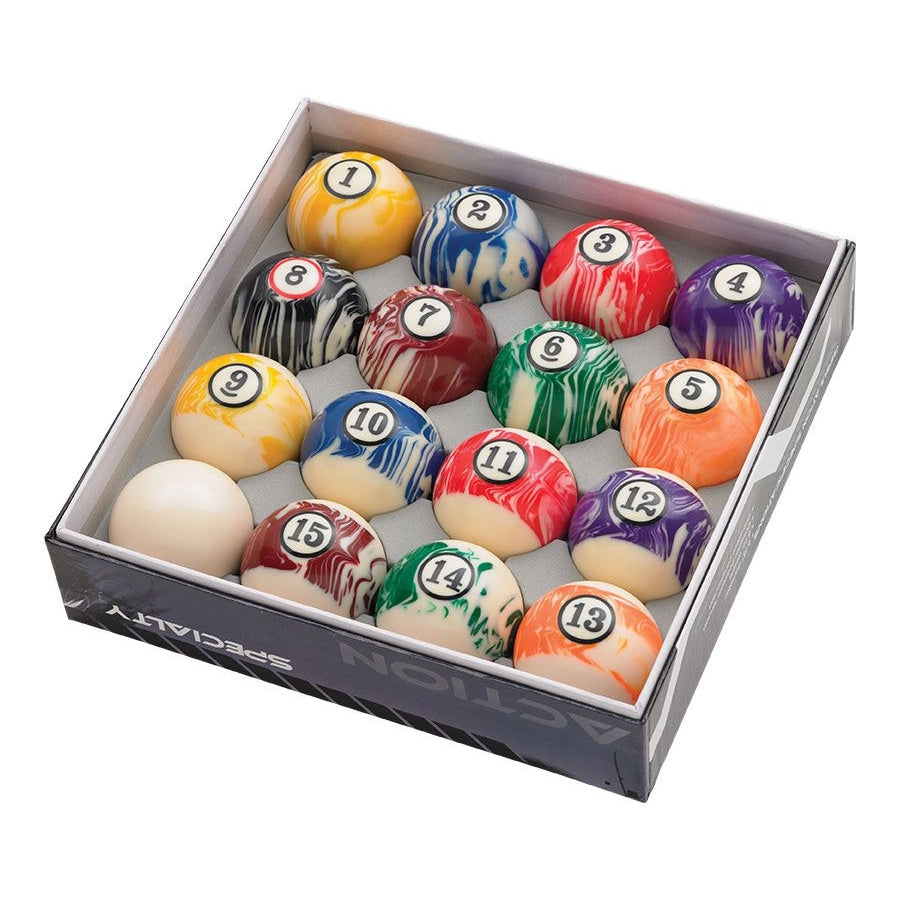 Action White Swirl Marble Billiard Ball Set