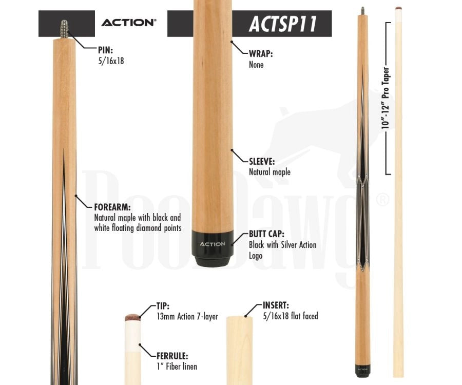Action ACTSP11 Sneaky Pete Pool Cue (19 oz)