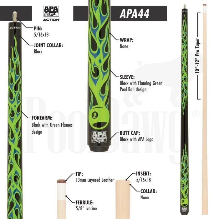 Action Apa44 Pool Cue (20 oz)