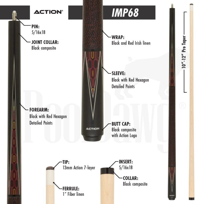 Action Impact IMP68 Pool Cue (18 oz)