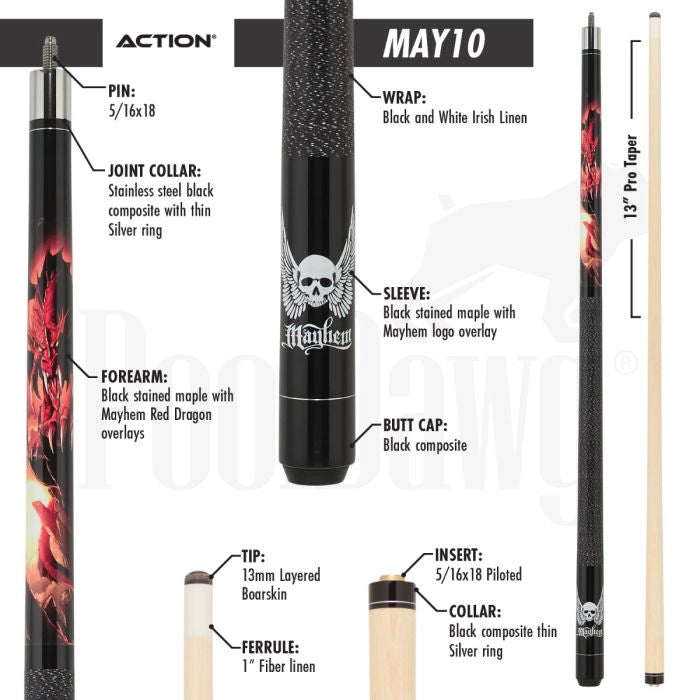 Mayhem MAY10 Pool Cue (20 oz)