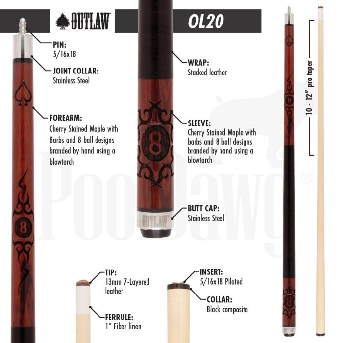 Outlaw OL20 Pool Cue (18 oz)