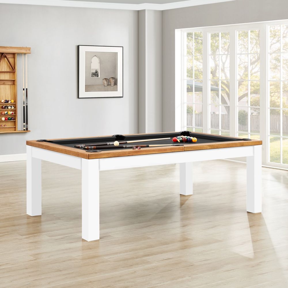 7' & 8' Penelope II Pool Table w/Dining Top (Acacia & White)