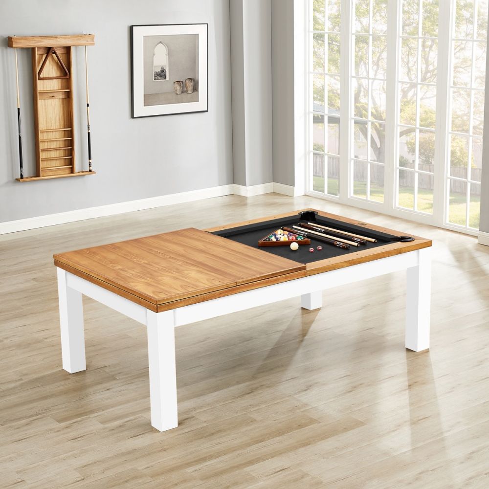 7' & 8' Penelope II Pool Table w/Dining Top (Acacia & White)