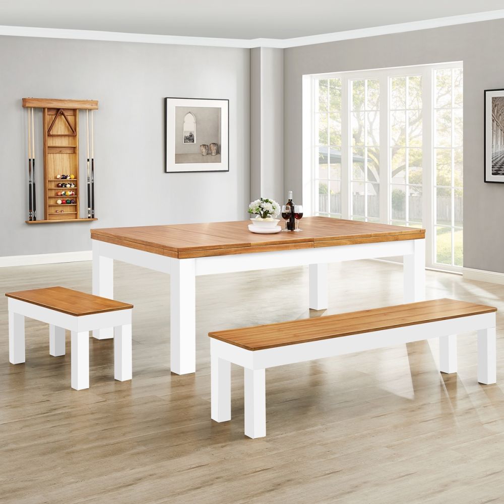 7' & 8' Penelope II Pool Table w/Dining Top (Acacia & White)