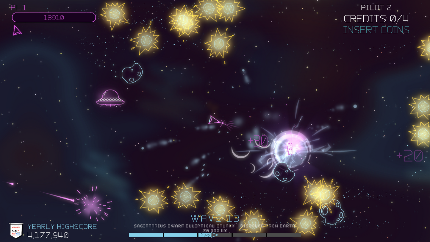 Asteroids Recharged (Premium) Arcade Game - 2 Player