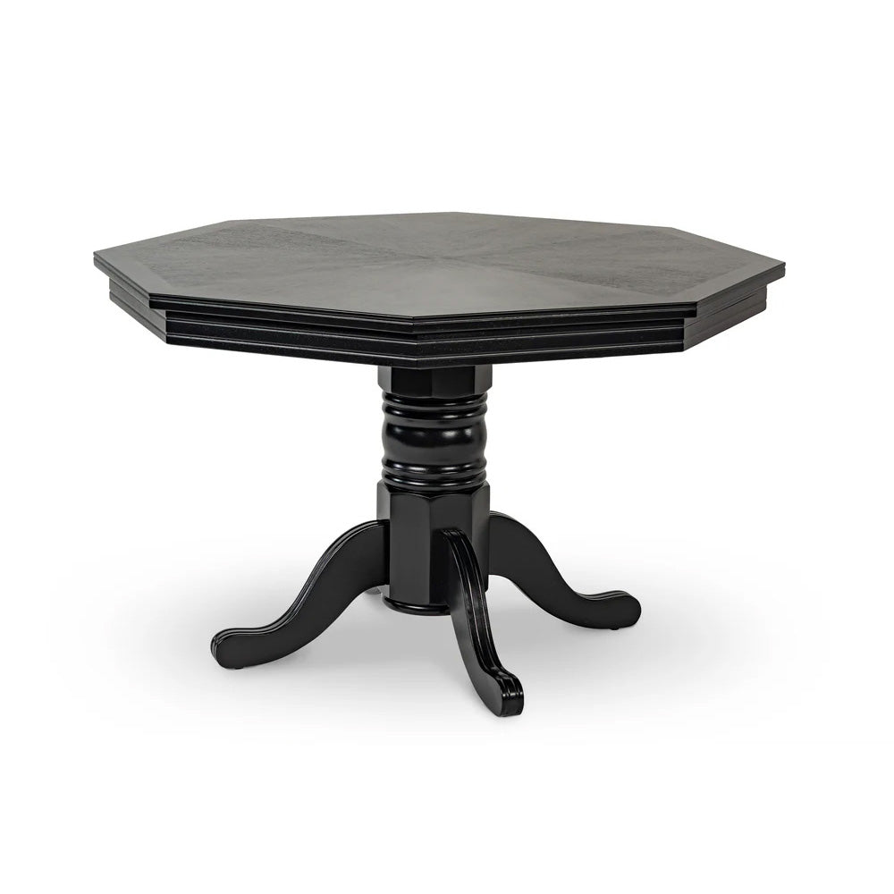 Octagonal Poker Table Set with 4 Chairs (Black) - CLOSEOUT!