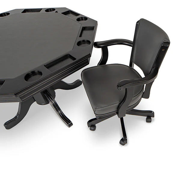 Octagonal Poker Table Set with 4 Chairs (Black) - CLOSEOUT!