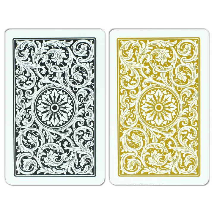 Copag 1546 100% Plastic Playing Cards - Narrow Size (Bridge) Jumbo Index Black/Gold Double Deck Set