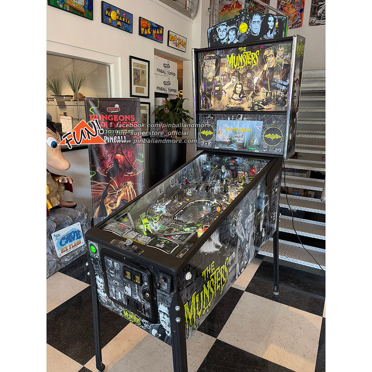 The Munsters B&W (Premium) Pinball Machine - AUTOGRAPHED!