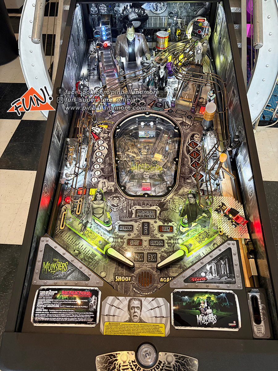 The Munsters B&W (Premium) Pinball Machine - AUTOGRAPHED!