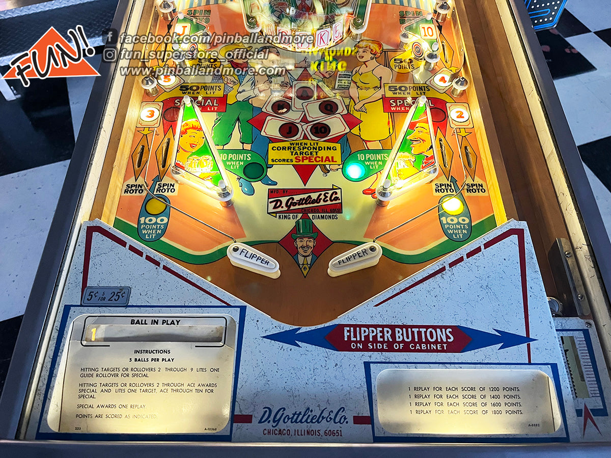 1967 Gottlieb King of Diamonds Pinball Machine - Restored