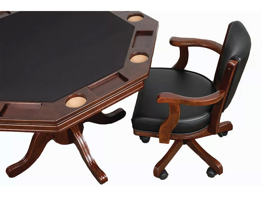 Octagonal Poker Table Set with 4 Chairs (Espresso)