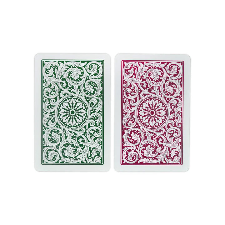 Copag 1546 100% Plastic Playing Cards - Narrow Size (Bridge) Jumbo Index Green/Burgundy Double Deck Set