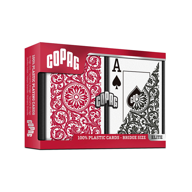 Copag 1546 100% Plastic Playing Cards - Narrow Size (Bridge) Jumbo Index Red/Black Double Deck Set