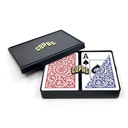 Copag 1546 100% Plastic Playing Cards - Narrow Size (Bridge) Jumbo Index Red/Blue Double Deck Set