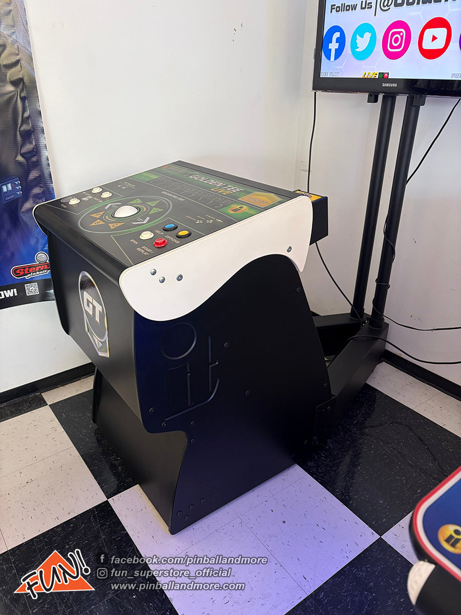 Golden Tee 2021 Home Edition Pedestal Arcade Game w/TV Stand + TV