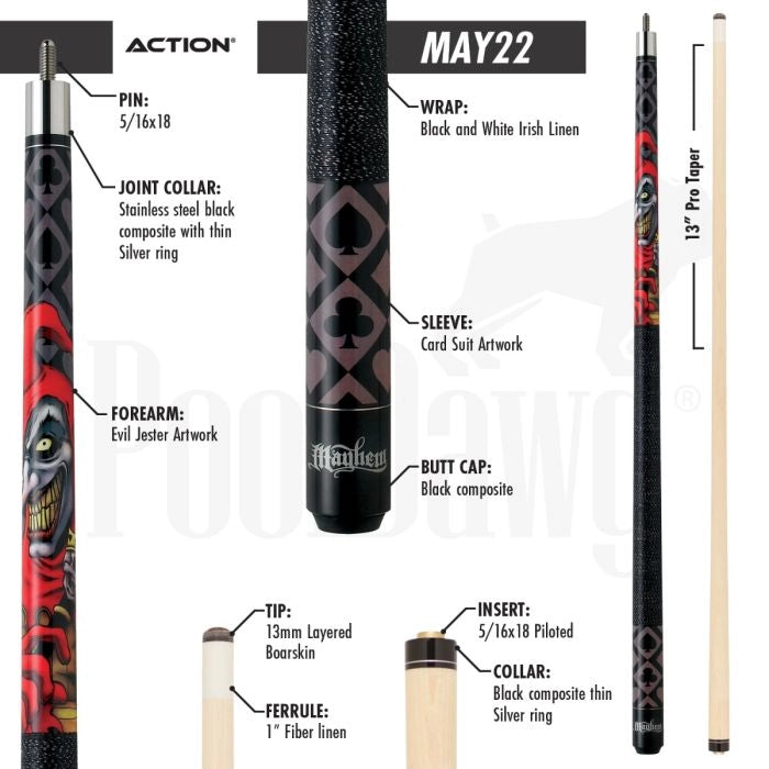 Mayhem MAY22 Pool Cue (20 oz)
