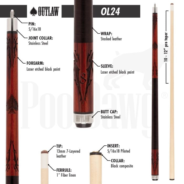 Outlaw OL24 Pool Cue (21 oz)