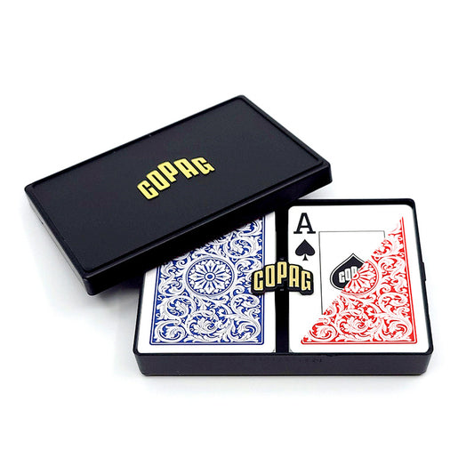 Copag 1546 100% Plastic Playing Cards - Standard Size (Poker) Jumbo Index Blue/Red Double Deck Set