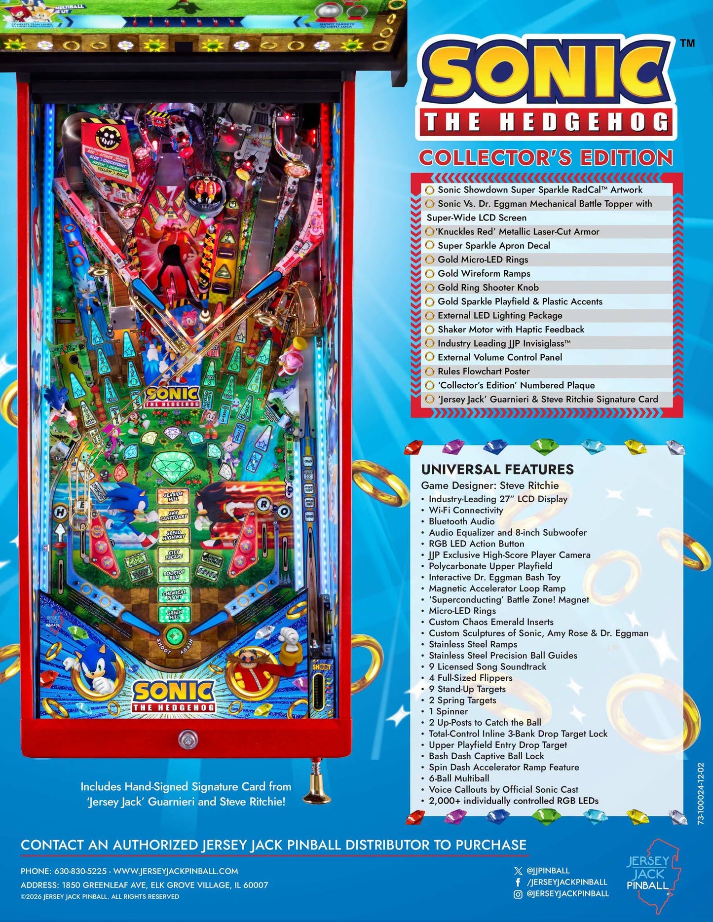 Sonic The Hedgehog Pinball Machine (Collectors Edition) Pre-Order/DEPOSIT ONLY