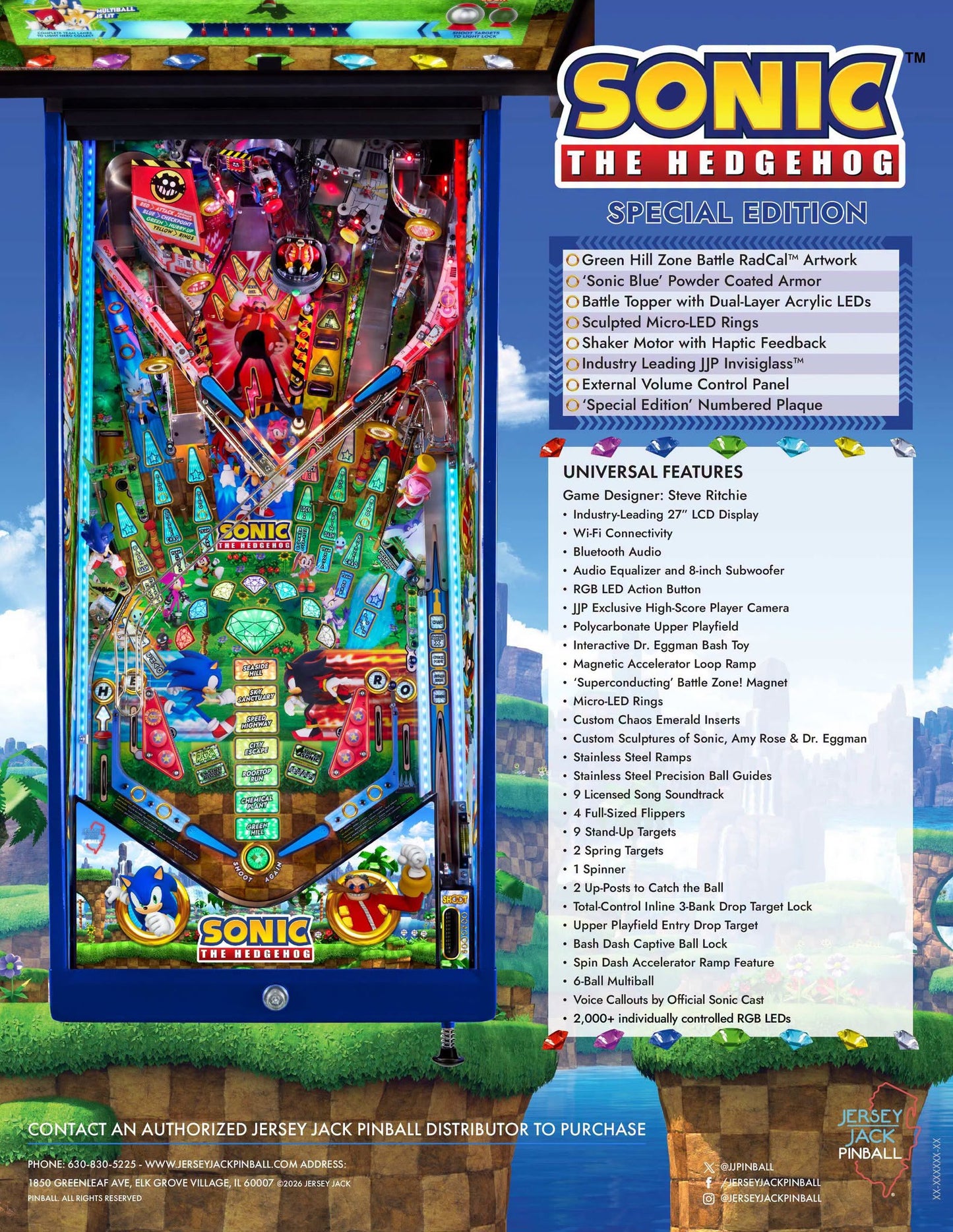 Sonic The Hedgehog Pinball Machine (Special Edition) Pre-Order/DEPOSIT ONLY